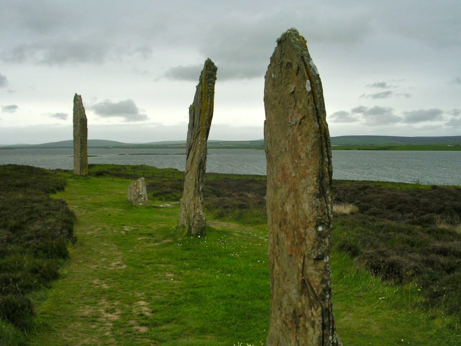 Ring of Brodgar standing stones on Orkney isthmus